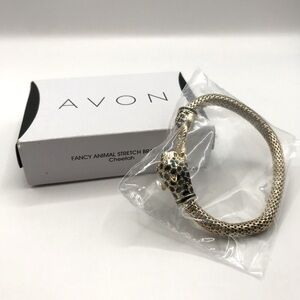 Avon Gold-Tone Fancy Animal Stretch Bracelet “Cheetah”
